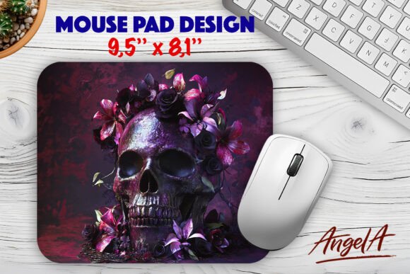 3D Floral Skull Mouse Pad Sublimation