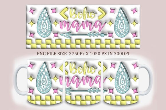 3D Inflated Boho Mama Mug Design: Elevating Your Creative Projects