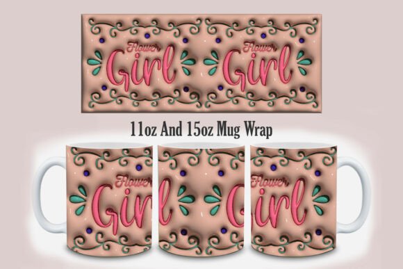3d Inflated Flower Girl Mug Design Png