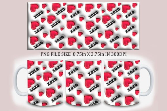 3d Inflated XOXO Png Mug Design