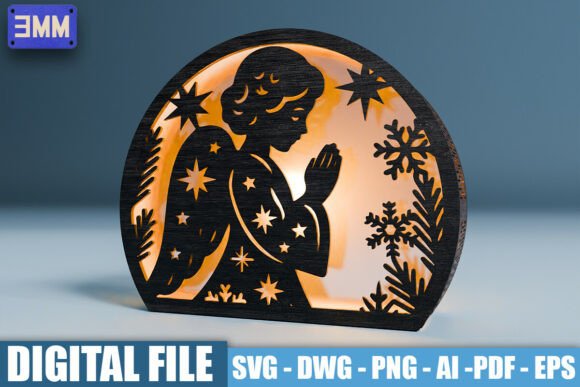 3D Praying Angel Lantern Laser Cut File