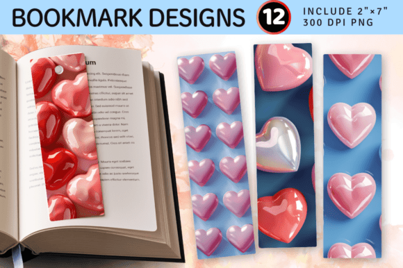 3D Puffy Hearts PNG Bookmark Design: A Strategic Asset for Creative Brands