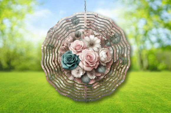 3D Roses Flowers Wind Spinner Design