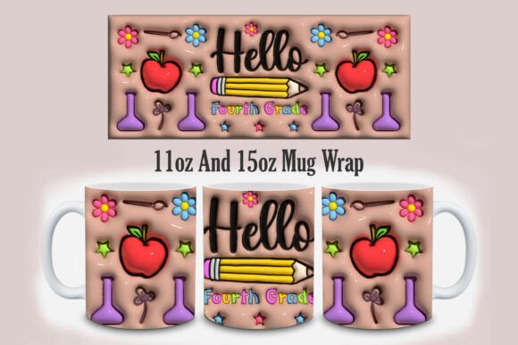 Bringing the 3D Hello Fourth Grade Mug Design PNG to Life for Custom Merchandise