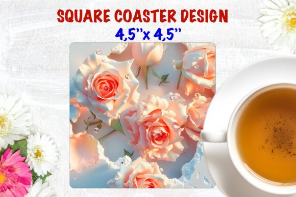 Floral Coaster 3d Roses Pink PNG Design