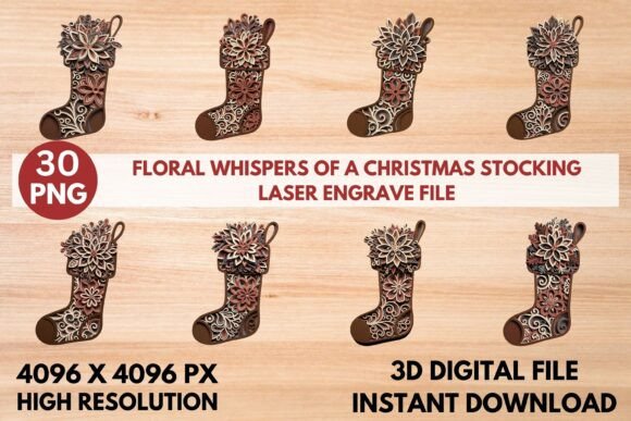 Floral Whispers of a Christmas Stocking: Elevating Your Holiday Laser Projects