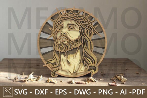 Layered Round Jesus SVG 3D Laser Cut