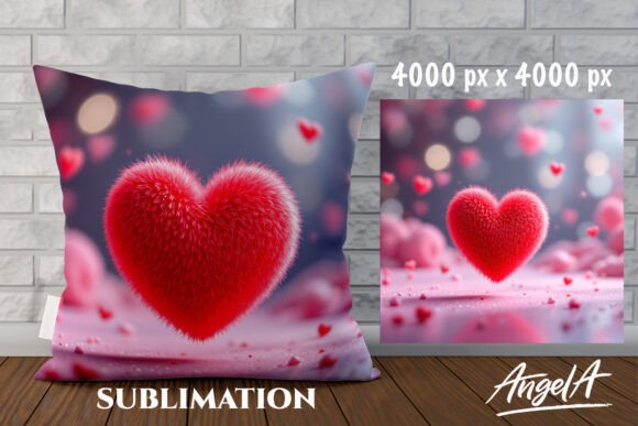 Red Heart Fluffy Texture: 3D Sweet Candy Design